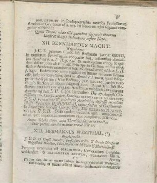 XII. Bernhardus Macht.