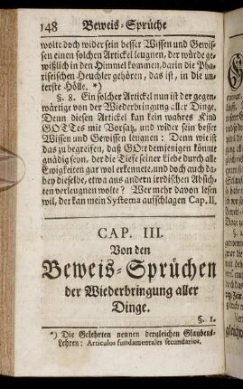 Cap. III. Von den Beweis-Sprüchen der Wiederbringung aller Dinge.