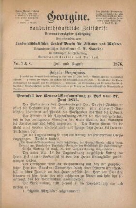 No. 7 & 8. Juli und August 1876.