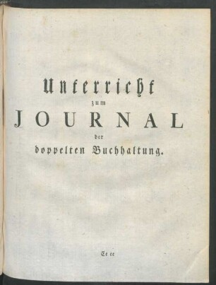Unterricht zum Journal der doppelten Buchhaltung