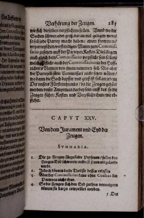 Caput XXV. Von dem Jurament und Eyd der Zeugen