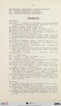 Coloniensia (Nr. 805-889)