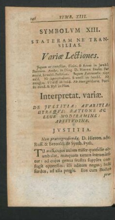 Symbolum XIII. Stateram Ne Transilias.