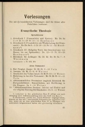 45-78, Vorlesungen