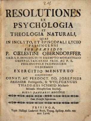 Resolutiones ex psychologia et theologia naturali
