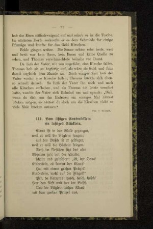 111. Vom listigen Grasmücklein ein lustiges Stücklein.
