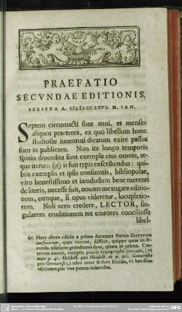 Praefatio Secundae Editionis