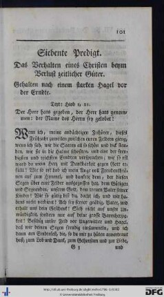 Siebente Predigt.
