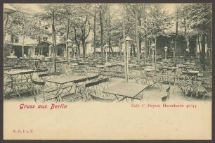 Ansichtskarte "Café C. Heyne" mit Bühne, Hasenheide