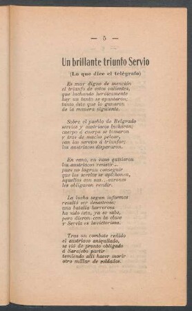 Un brillante triunfo servio : (Lo que dice el telégrafo)