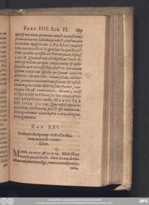 Cap. XXI. Probatur Scripturae dictis Electionem non esse universalem.