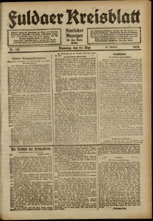 Ausgabe vom Dienstag, den 27. Mai 1919.