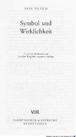 Symbol und Wirklichkeit