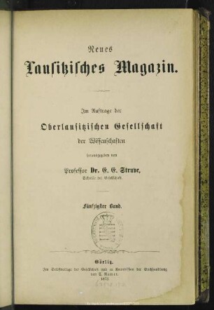 50.1873: Neues lausitzisches Magazin : Zeitschrift der Oberlausitzischen Gesellschaft der Wissenschaften