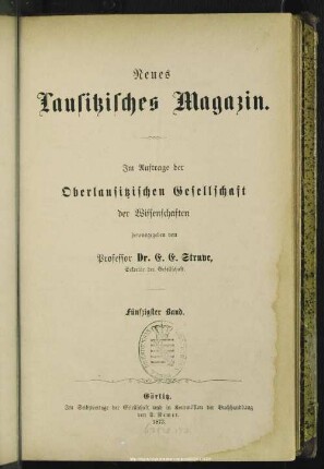 50.1873: Neues lausitzisches Magazin : Zeitschrift der Oberlausitzischen Gesellschaft der Wissenschaften