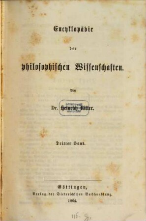 Encyklopädie der philosophischen Wissenschaften. 3