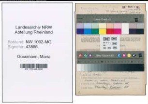 Entnazifizierung Maria Gossmann , geb. 05.05.1900 (Zimmermaedchen)