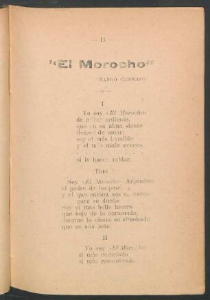 "El Morocho" : (Tango criollo)