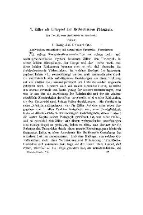 T. Ziller als Interpret der Herbartischen Pädagogik : (Schluß)