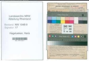 Entnazifizierung Hans Hagelueken , geb. 20.07.1887 (Architekt)