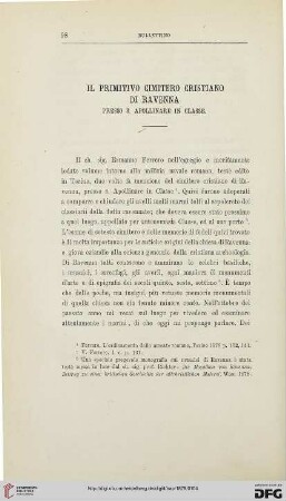 3.Ser.4.1879: Il primitivo cimitero cristiano di Ravenna : presso S. Apollinare in Classe