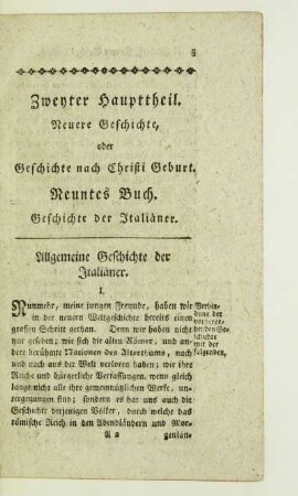 Zweyter Haupttheil. Neuere Geschichte, oder Geschichte nach Christi Geburt. Neuntes Buch. Geschichte der Italiäner