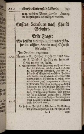 Eilfftes Seculum nach Christi Gebuhrt. - Zwölfftes Seculum nach Christi Gebuhrt.