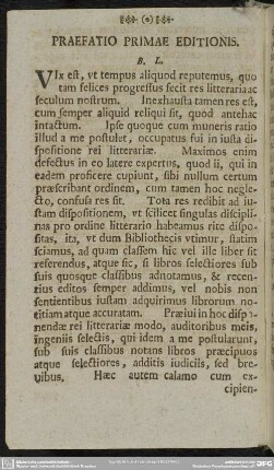 Praefatio Primae Editionis