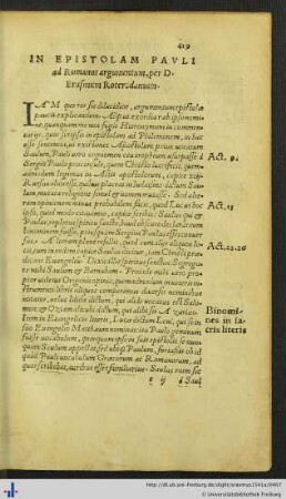 In Epistolam Pauli ad Romanos argumentum.