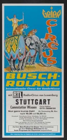 Geier Circus Busch-Roland, Stuttgart, ohne Jahr