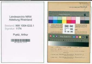Entnazifizierung Arthur Puetz , geb. 13.12.1881 (Schulrektor)