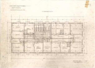 Fischer, Theodor; Marktredwitz; Baugenossenschaft Vereinigte Chamottfabrik, Wirtshaus - Grundriss 1. OG