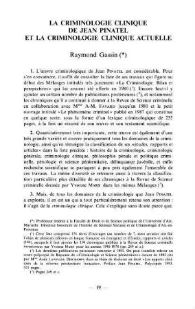 19-40, 4. La criminologie clinique de Jean Pinatel et la criminologie clinique actuelle