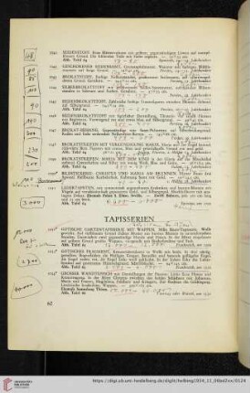 Tapisserien (Nr. 1052-1065)