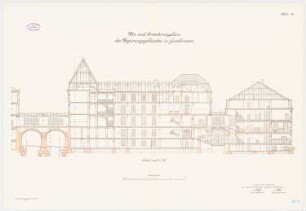 Regierungsgebäude, Gumbinnen Erweiterungsbau: Längsschnitt 1:100