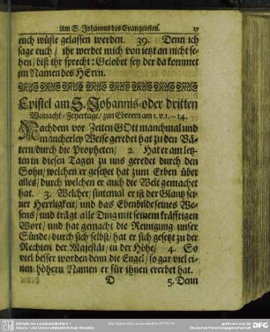Epistel am S. Johannis oder dritten Weinacht-Feyertage