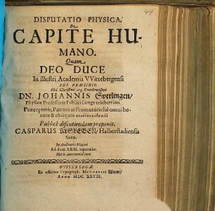 Disputatio Physica. De Capite Humano