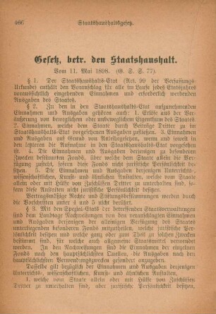 Gesetz, betr. den Staatshaushalt.