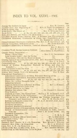 Index to Vol. XXXVI. - 1905