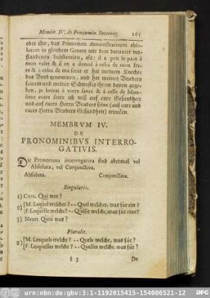 Membrum IV. De Pronominibus Interrogativis.