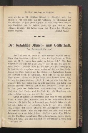 Der bataksche Ahnen- und Geisterkult