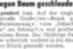 Gegen Baum geschleudert
