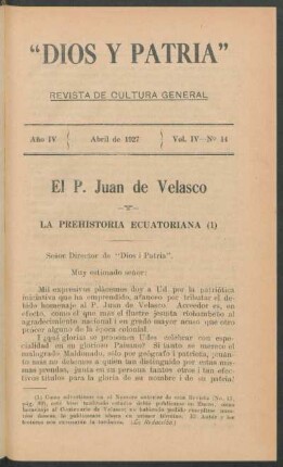 El P. Juan de Velasco y la prehistoria ecuatoriana
