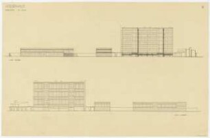Studienarbeiten: Atelierhaus, Ansichten von Süden und Norden 1:200