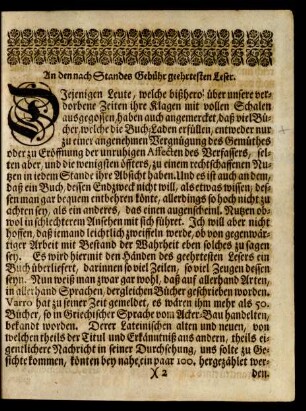 An den nach dem Standes Gebühr geehrtesten Leser
