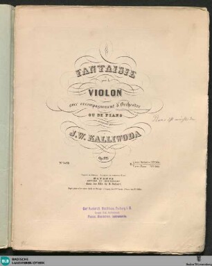 Fantaisie pour le violon : avec accompagnement d'orchestre ou de Piano; op. 125