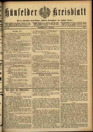 Ausgabe vom Samstag, den 07. September 1912.