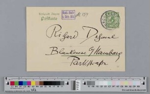 Postkarte an Richard Dehmel