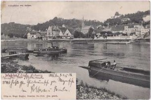 Stadt Wehlen. Ortsansicht über die Elbe, Ansichtskarte