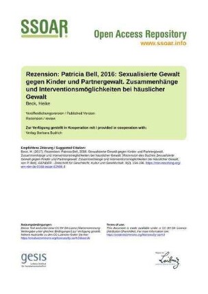 Rezension: Patricia Bell, 2016: Sexualisierte Gewalt gegen Kinder und Partnergewalt. Zusammenhänge und Interventionsmöglichkeiten bei häuslicher Gewalt